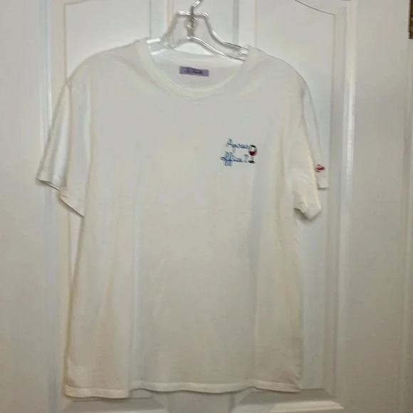 EUC MC2 SAINT BARTH T-shirt in white embroidered apres office women’s size M - Picture 1 of 9